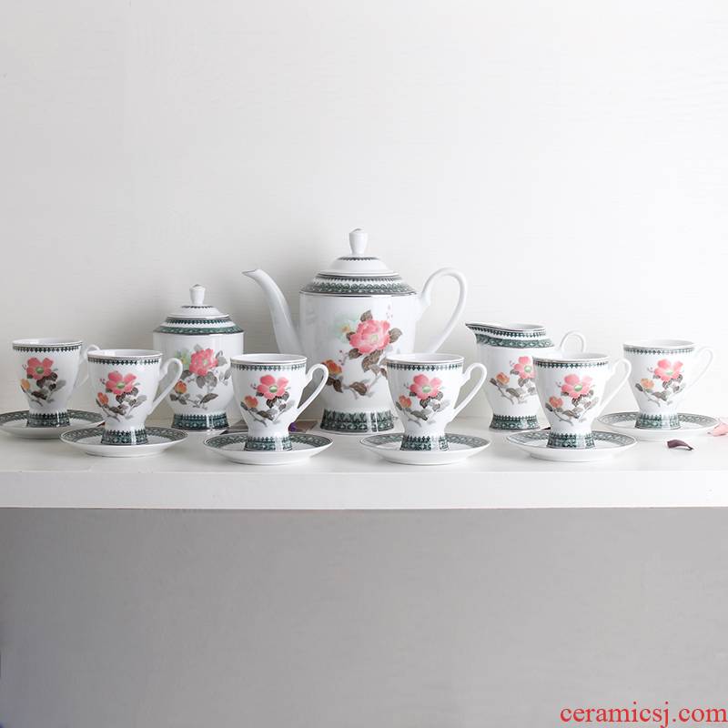 China red porcelain up snowcapped 15 head coffee liling porcelain tea gift glaze hand - made plates under the pot
