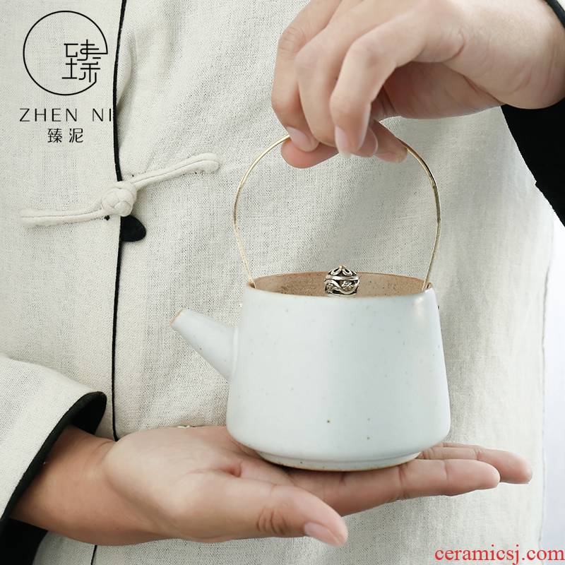 By manual coarse pottery mud Japanese girder pot boiling pot of household contracted kung fu tea set single ceramic teapot tea