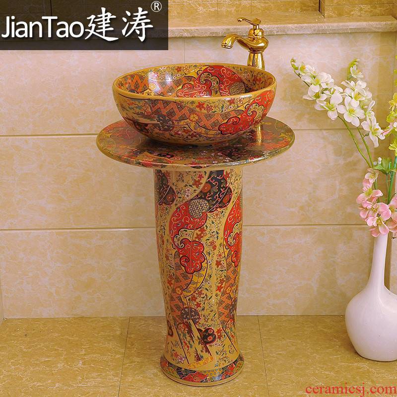 Built out of jingdezhen ceramic column set basin ceramic art basin pillar two - piece sinks - flowers, restoring ancient ways