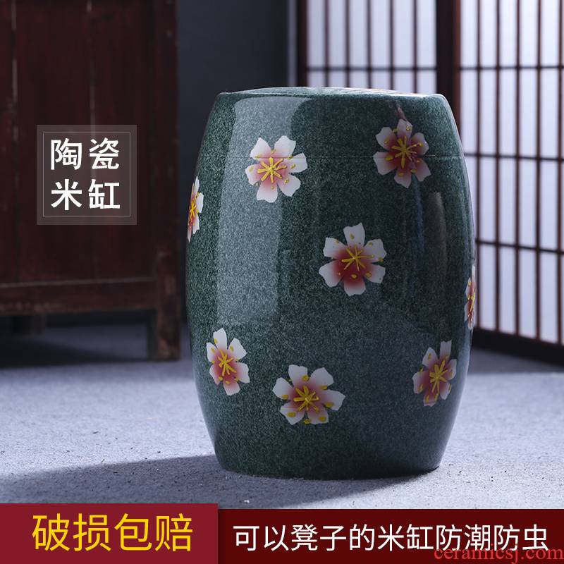 Ceramic barrel ricer box storage tank storage bins insect - resistant 20 jins 30 jins home with cover of jingdezhen Ceramic surface