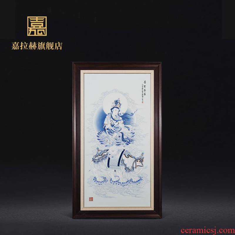 Jia lage jingdezhen ceramic hand - made wall of setting of blue and white porcelain plate painting samantabhadra bodhisattva porch of mural hang a picture