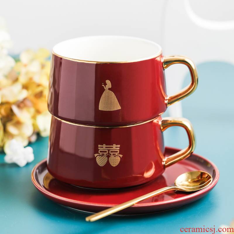 Delicate coffee cups and saucers British key-2 luxury European web celebrity stirring cup tea cup household ceramic cup