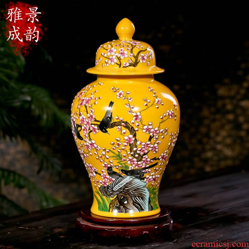 Jingdezhen chinaware bottle of flower vase and furnishing articles sitting room adornment the general pot of I and contracted jewelry