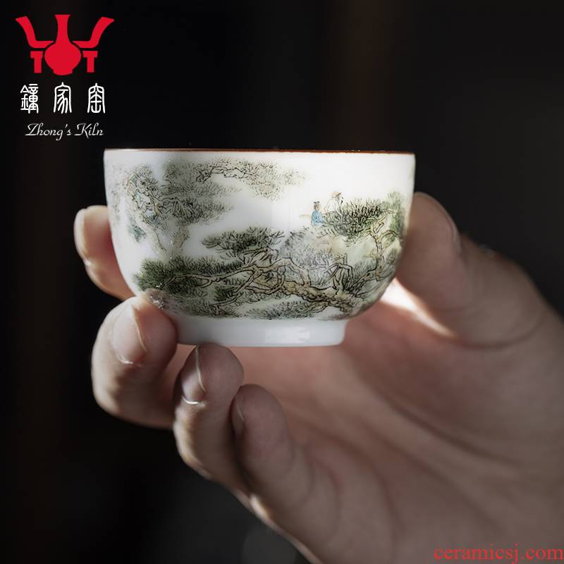 Clock home up jingdezhen kung fu tea cup bowl hand - made pastel master cup single cup the personal charm of sample tea cup