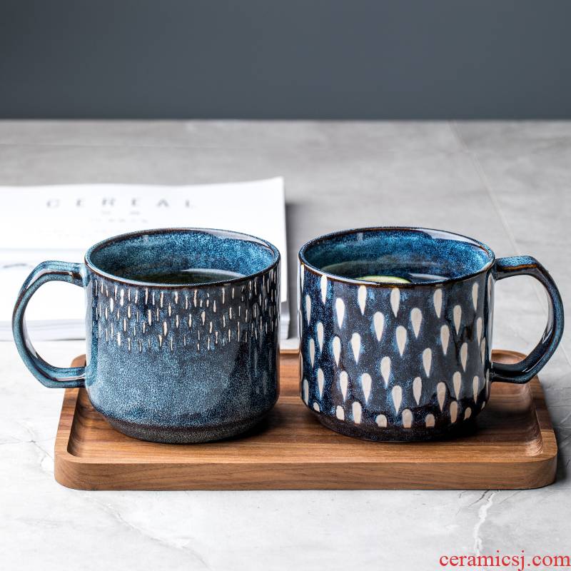 Couples mark cup a creative birthday gift cup blue suit household tide of ceramic cup coffee cup