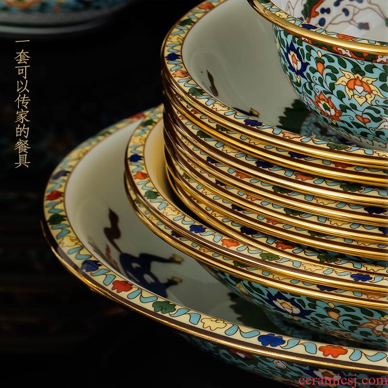 Court enamel colourful see ipads porcelain tableware suit 68 bowl which suits for Chinese jingdezhen ceramics