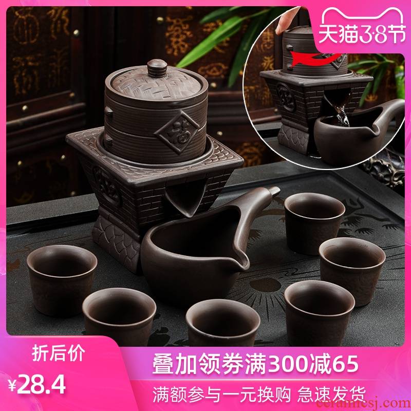 Ancient stone mill all semi - automatic kung fu tea set suit household ceramics lazy people make tea, the teapot cup fortunes