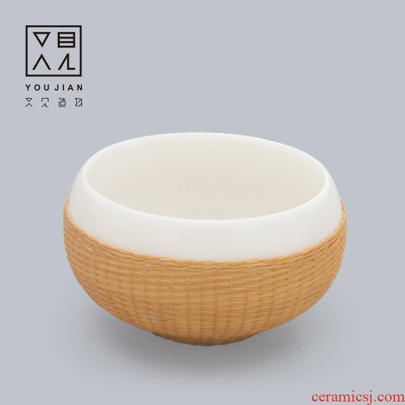 And creation of kung fu tea cup single cup bamboo states dehua white porcelain porcelain bowl with a cup sample tea cup masters cup