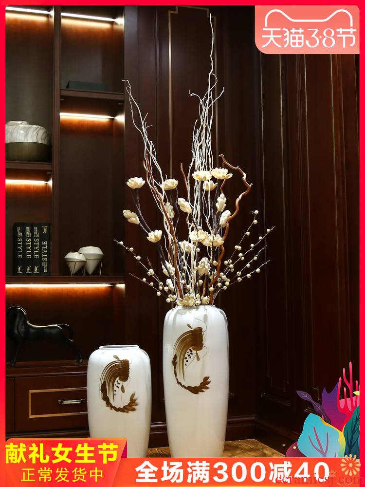 Jingdezhen ceramic simulation of large vase dried flowers of dry flower decoration in the sitting room porch decoration of the new Chinese style furnishing articles