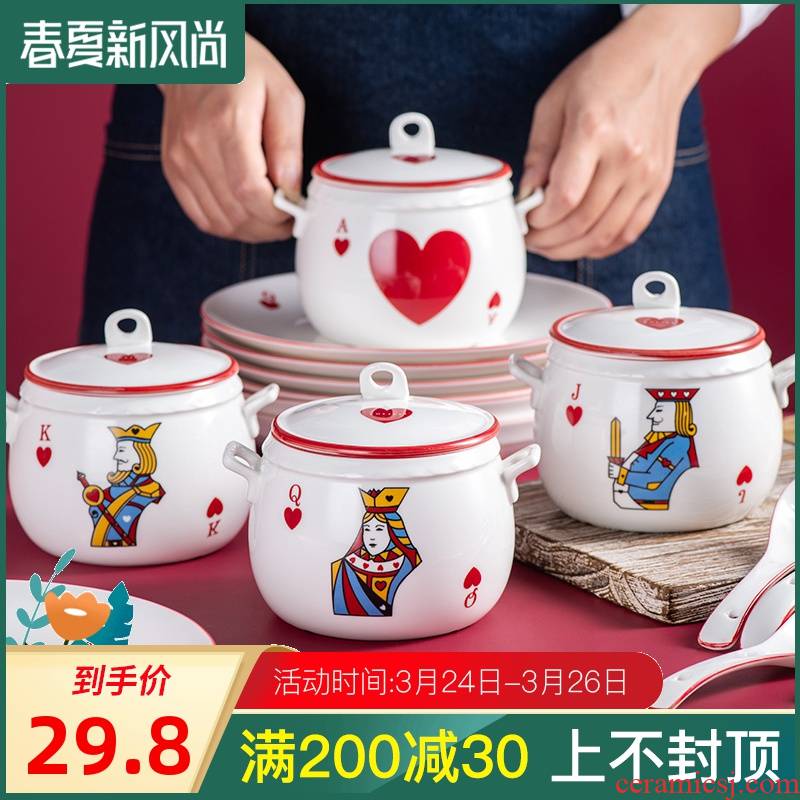 To offer them with cover them waterproof the bird 's nest soup cup small stew stew of household ceramics cup bowl of steaming soup stew water stew pot