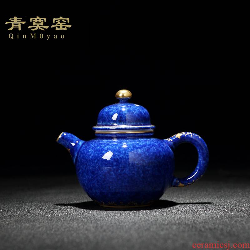 Jingdezhen up hand - made ceramic green was little teapot household of the filter with tea kunfu tea teapot by hand