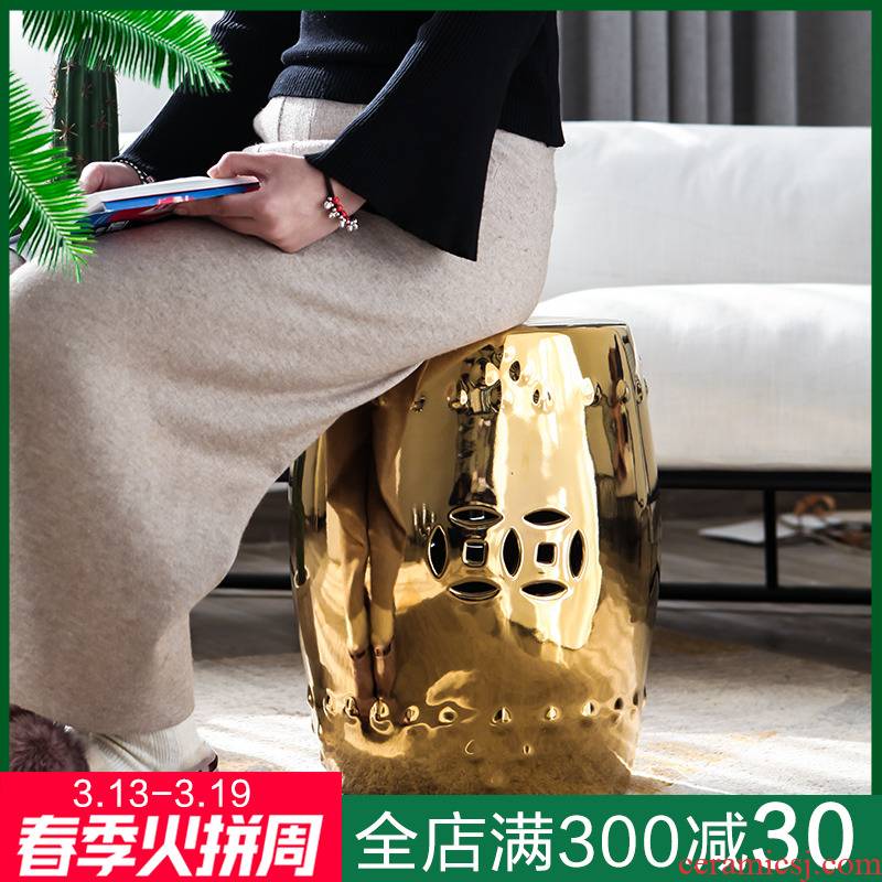 New Chinese style example room living room floor furnishing articles of jingdezhen ceramic hollow out who golden who toilet who in shoes