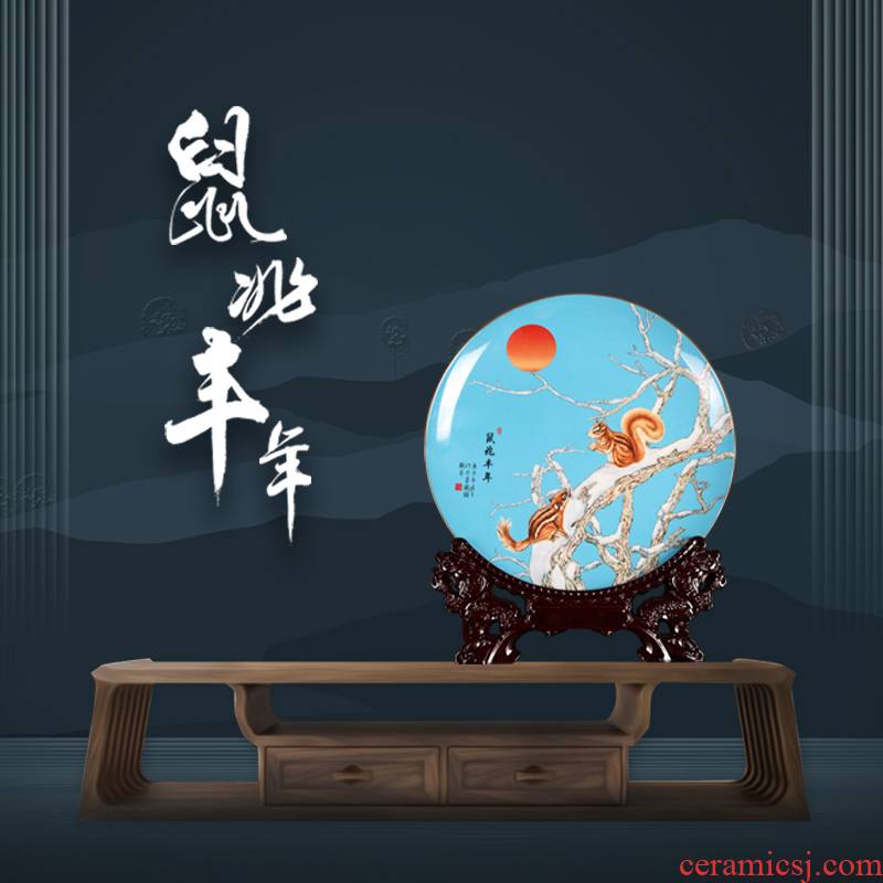 The View of song dynasty jingdezhen ceramic dish Chinese art in 2020, the year of the rat dishes decorative gift porcelain plate furnishing articles