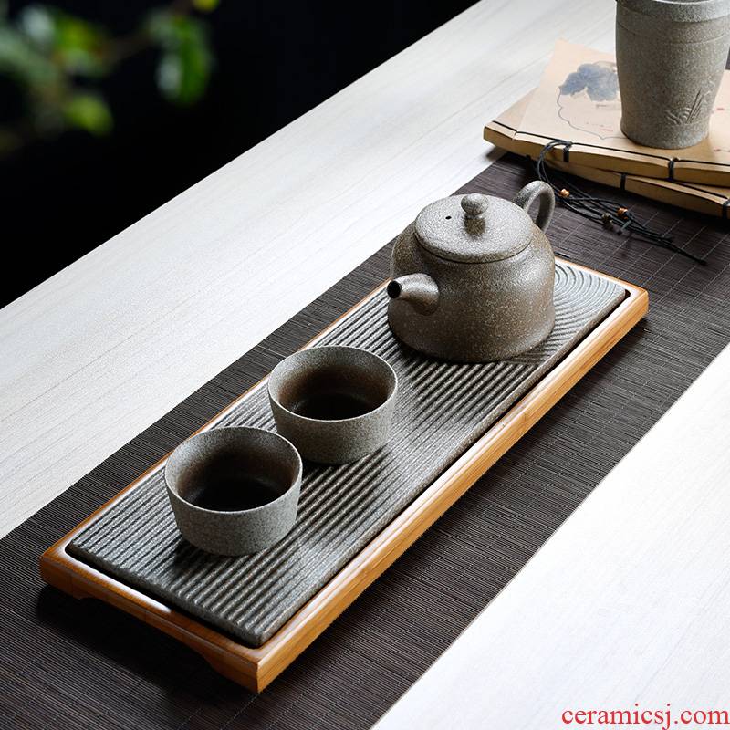 Japanese contracted ceramic dry little household mini ground tea table kung fu tea set one or two people use bamboo trays