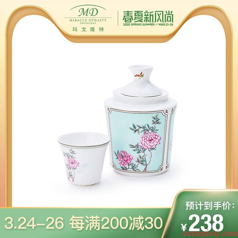 Margot lunt, China garden 3 skull porcelain temperature hot wine suits for domestic rice wine liquor hip flask gift boxes