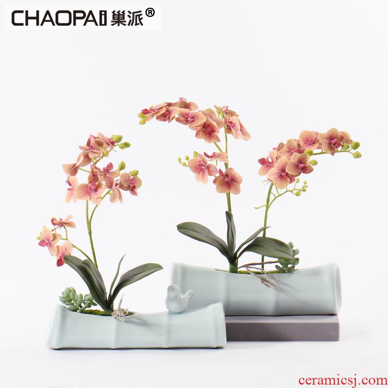 New Chinese style ceramic simulation dried flowers, bamboo flower art furnishing articles suit example room sitting room dining - room table soft decoration