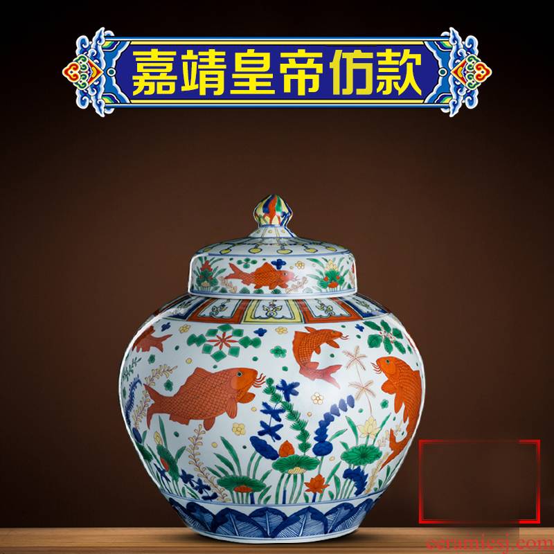Better sealed up the hand - made big vase general blue and white porcelain jar of archaize sitting room place jingdezhen ceramic decorations