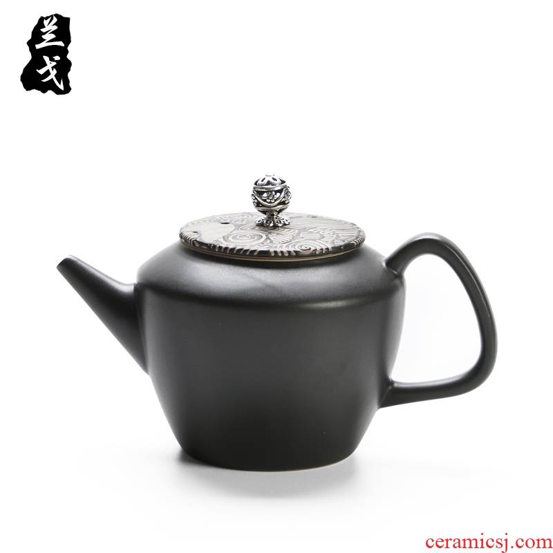 Having black pottery teapot kung fu tea set suit household sea ceramic tea accessories tea restoring ancient ways is coarse pottery pot