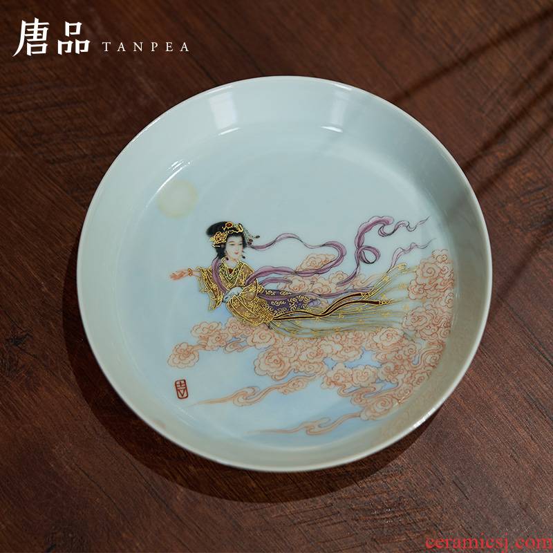 Jingdezhen pastel chang e characters straight expressions using tray was all hand dry fruit tray was pot of kung fu tea set archaize furnishing articles