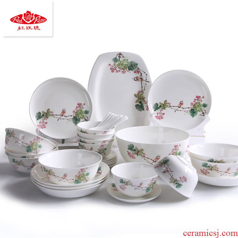 Tang Shanhong rose lead - free ipads porcelain tableware suit the Mid - Autumn festival gift box home dishes Chinese rural style dishes