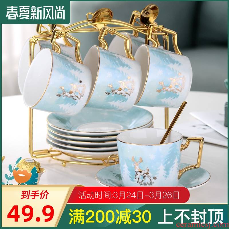 Coffee cup Europe type glass ceramic tea set English afternoon tea cups and saucers spoon stirring a cup of Coffee equipment