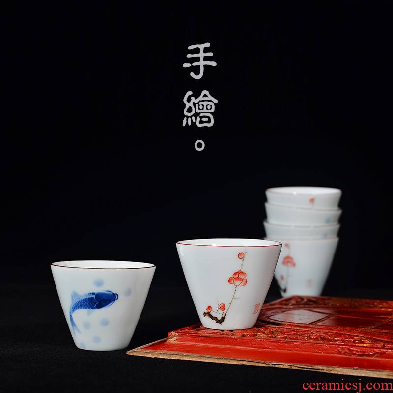 Jingdezhen pure manual time tea liquor hand - made small bowl sample tea cup kung fu master cup single CPU