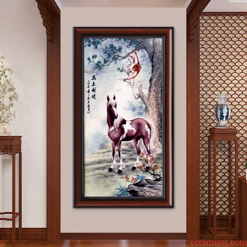 Jingdezhen famille rose porcelain plate painting the living room sofa setting metope porch decoration horse mural vertical version of animals