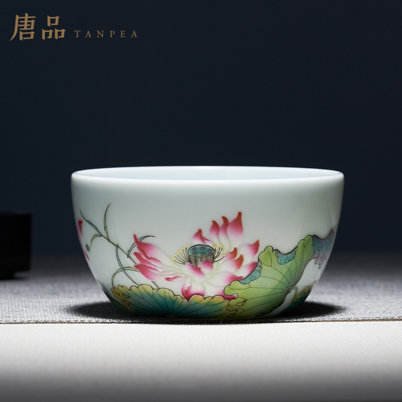 Tang Pin jingdezhen ceramic cups lotus lotus cup personal Lord manual sample tea cup kung fu tea pu - erh tea cup