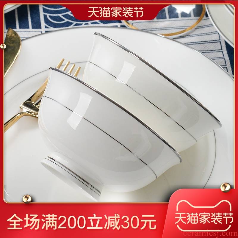 Dishes suit household contracted ipads China continental bowl chopsticks combination of jingdezhen Chinese bowl tableware outfit Dishes