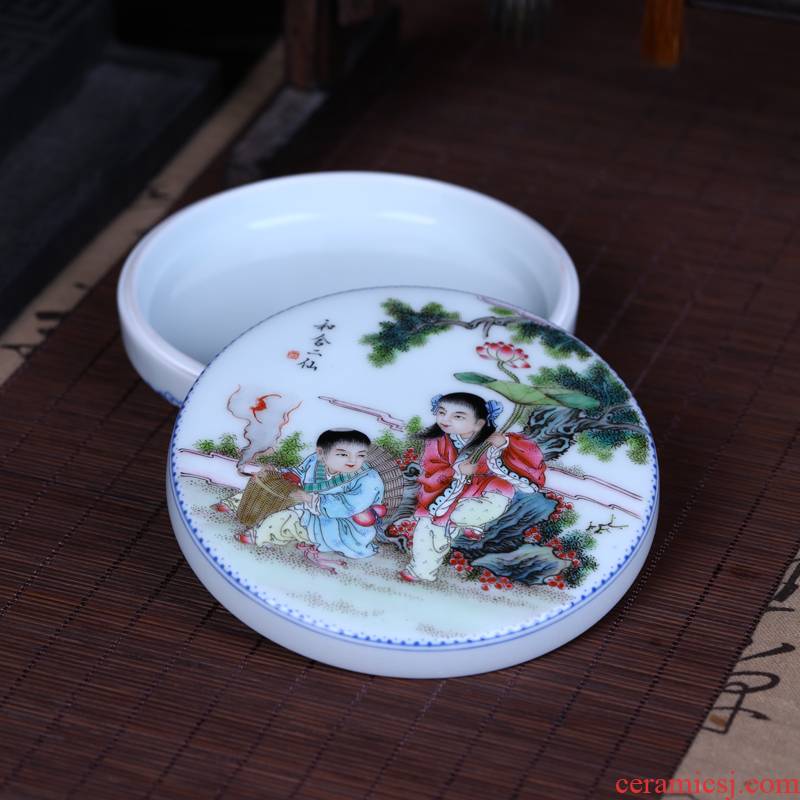 Offered home - cooked hand four furnishing articles in jingdezhen ceramic ink pad jewelry box jewelry checking art stationery
