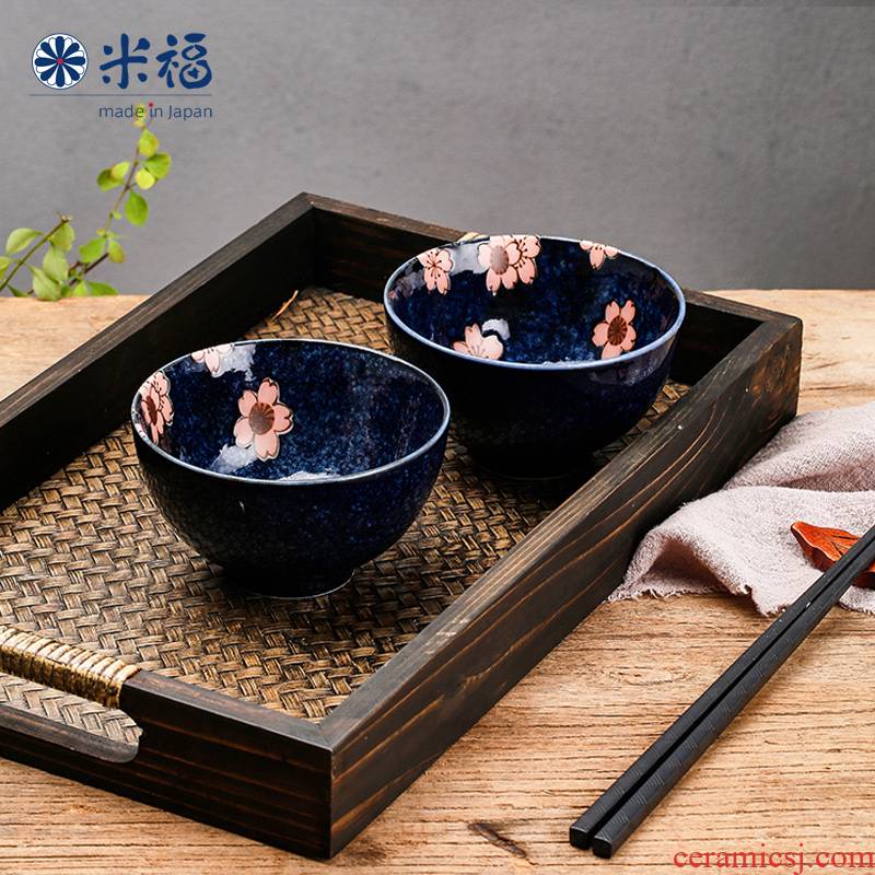 M f imported from Japan Japanese cherry blossom put single ceramic bowl bowl tableware creative move jobs household tableware suit