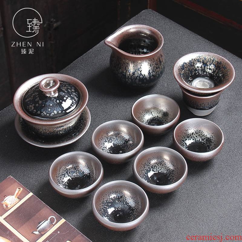Built by mud lamp that kung fu tea set jianyang checking home oil drops of tea light cup ceramic up the set of tureen
