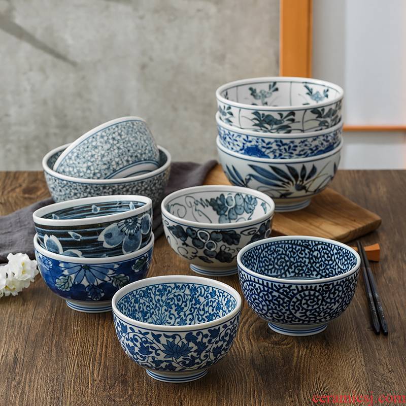 Tao interest in Japanese blue and white porcelain bowl of noodles in soup home bowl of noodles bowl bowl Japanese always pull a single bowl of rainbow such use