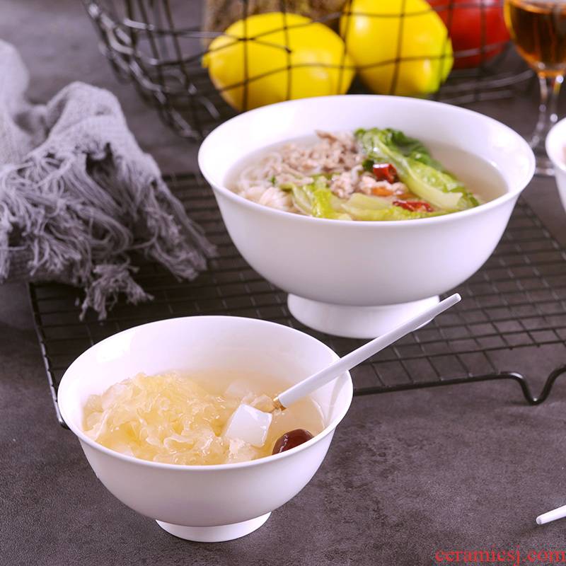 Jingdezhen pure white glaze color under the hot high creative household of Chinese style ceramic bowl of rice bowl contracted a single rainbow such use