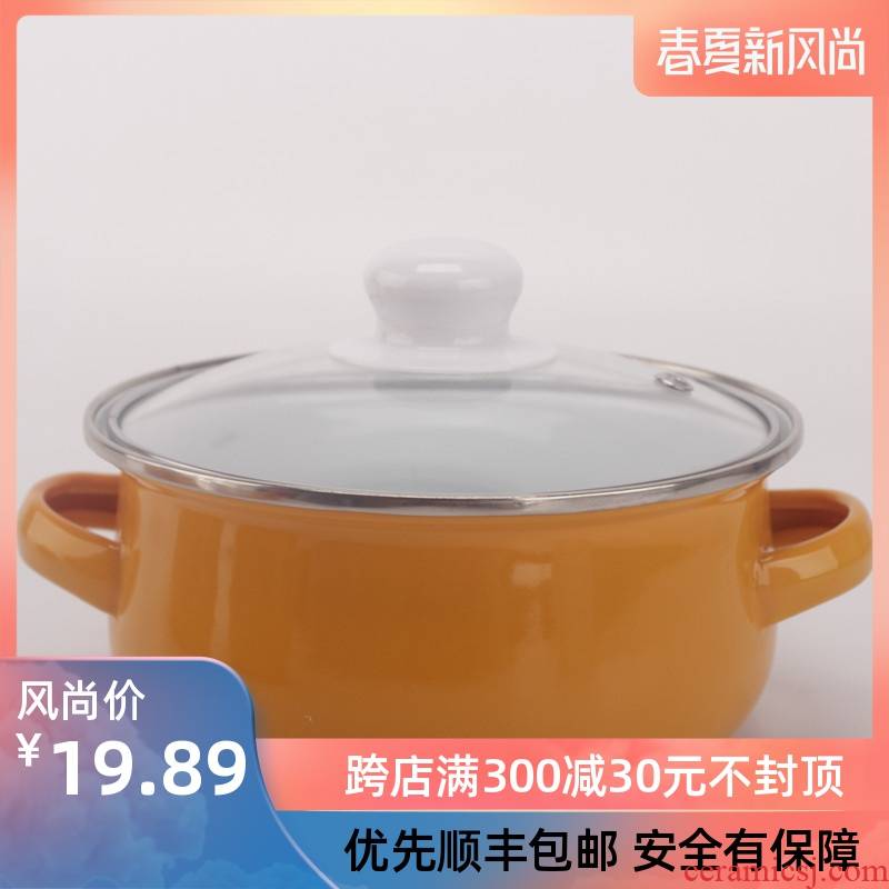 Enamel Enamel with freight insurance 】 【 see baby rice cereal bowl dessert ears refrigerated preservation bowl of soup pot tableware