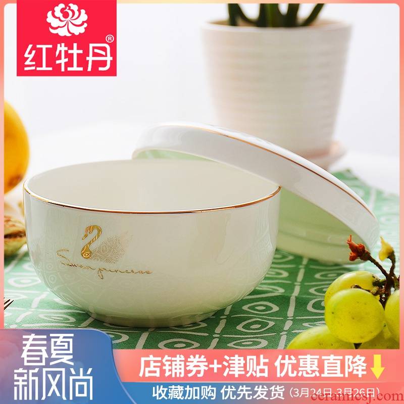 Tangshan ipads porcelain tableware suit with cover two - piece ceramic bowl and creative up phnom penh a single bowl mercifully rainbow such use