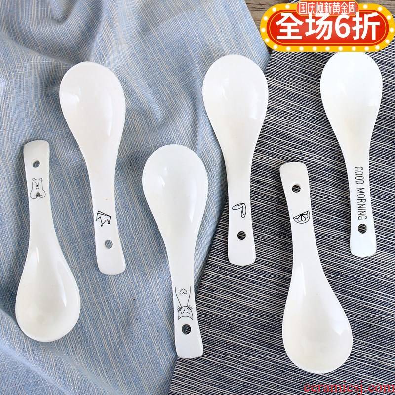 Creative children spoon, spoon, tableware household small spoon, express it in cartoon ceramic spoon.