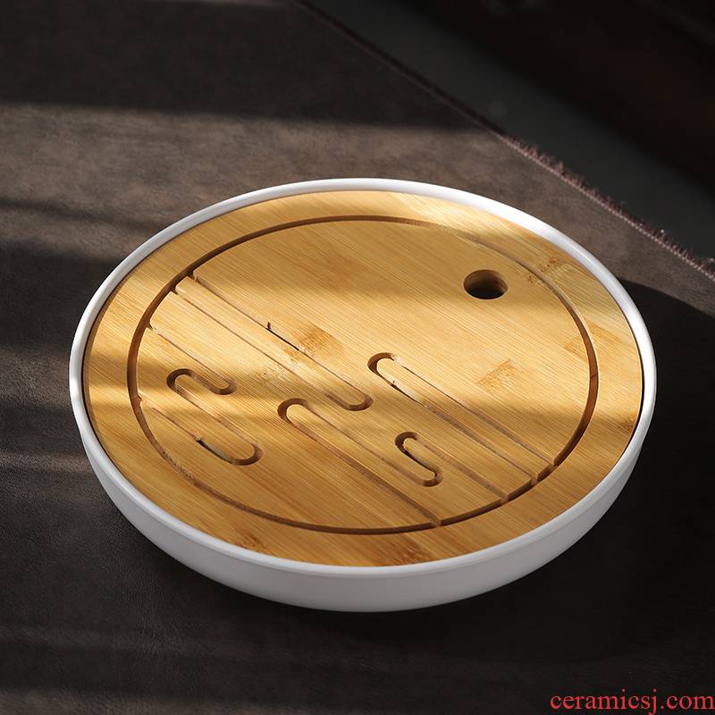 The Sioux ceramic kung fu tea set bamboo tea tray was contracted round tea accessories