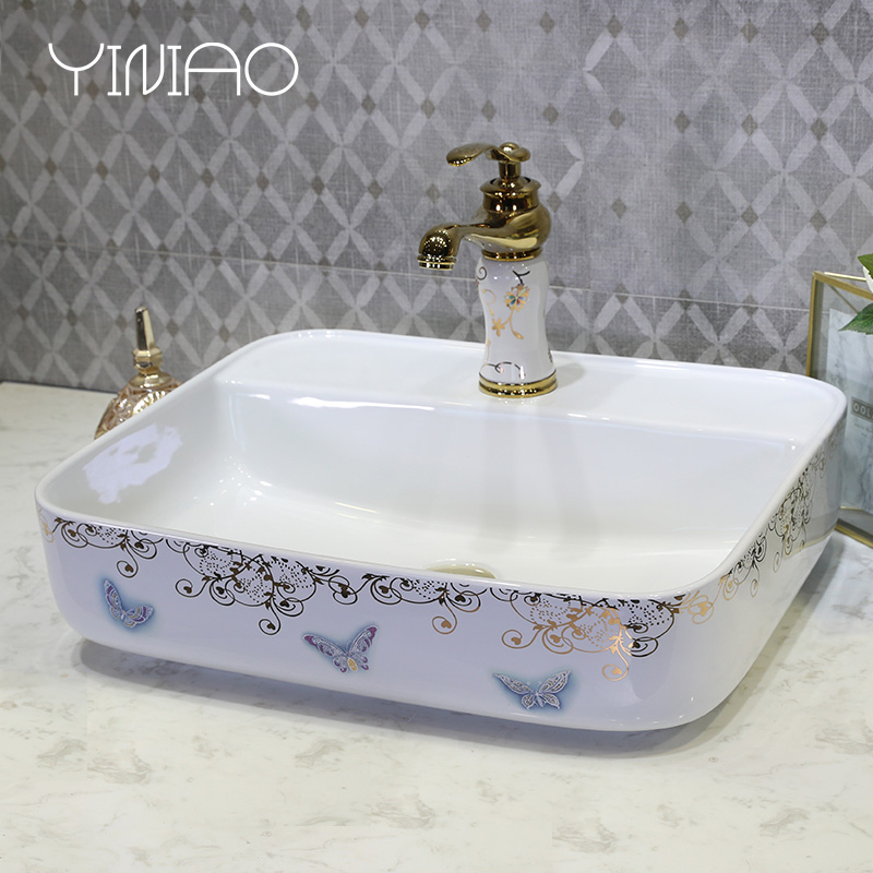 M letters birds ceramic art basin stage basin to square the Europe type lavatory toilet lavabo, marble table