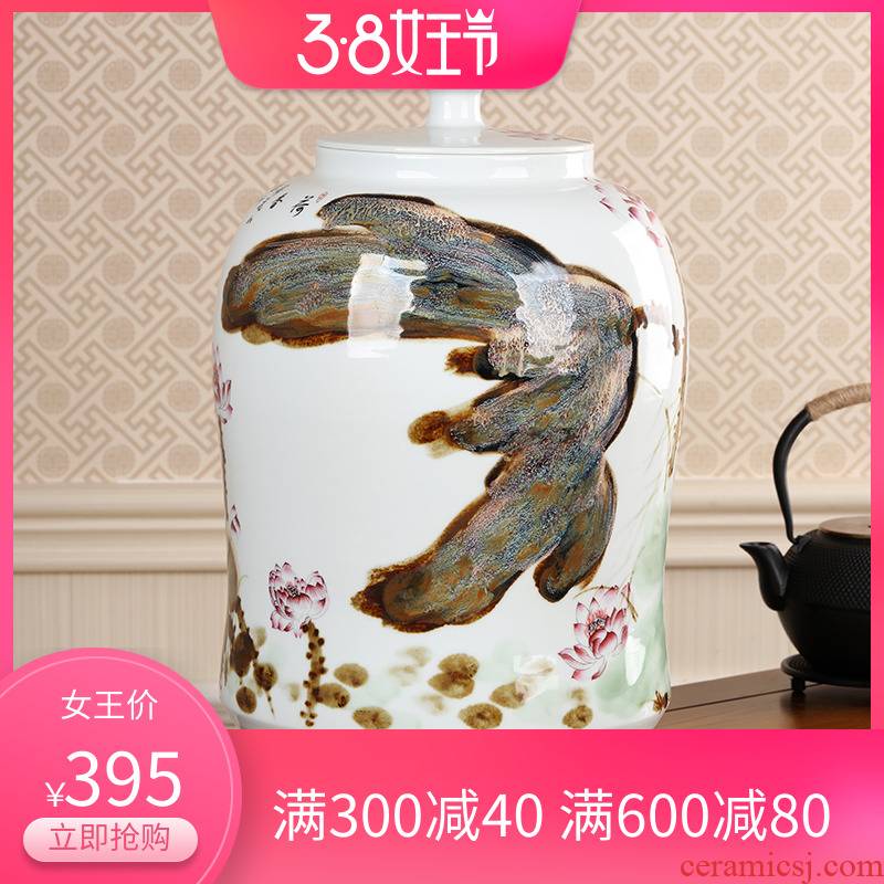 Jingdezhen ceramic tea pot furnishing articles large bucket 10 jins of loose tea, red tea urn pu - erh tea POTS and POTS