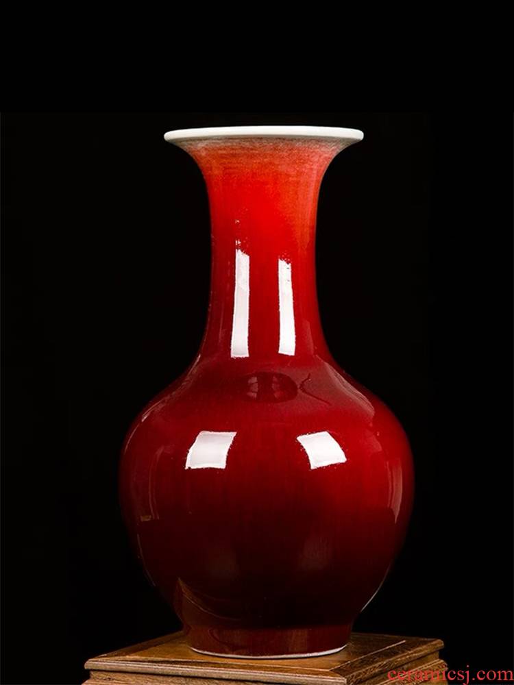 Jingdezhen ceramics China red vase Chinese flower arranging TV ark, porch place home wedding celebrations