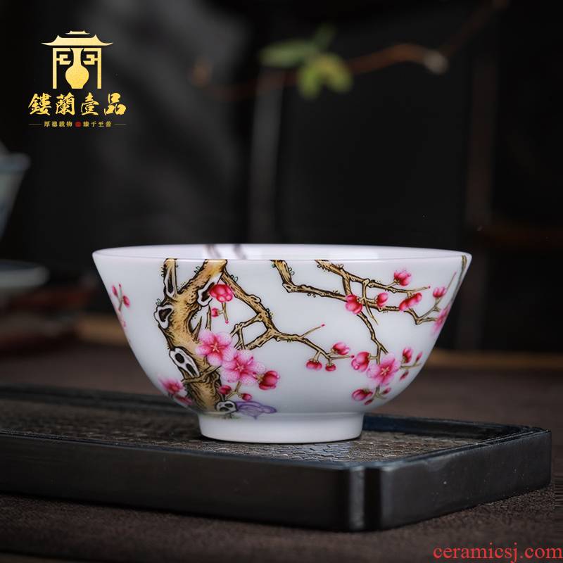 Jingdezhen ceramic hand - made pastel wall pass the name plum flower sample tea cup kung fu tea cups individual CPU master cup single CPU