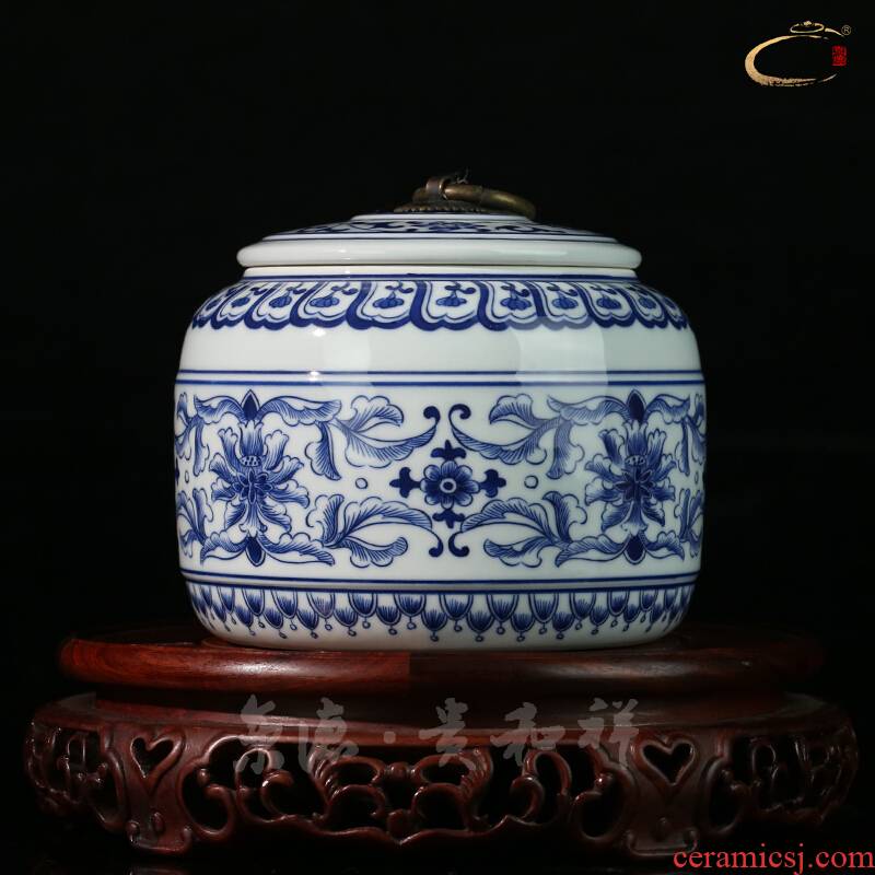 Jing DE auspicious esteeming harmony, pure manual caddy fixings jingdezhen porcelain store receives household business gifts ceramic tea pot
