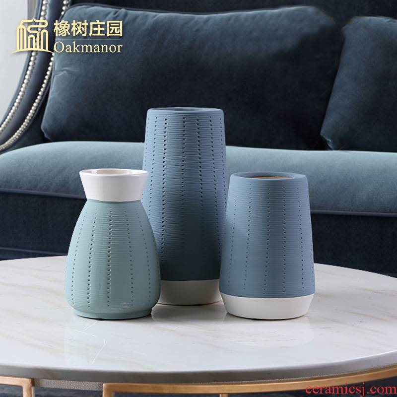 The Nordic idea blue porcelain vase furnishing articles contracted sitting room dried flowers, flower arrangement, tea table table small pure and fresh and decoration