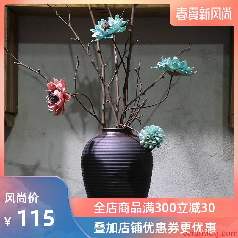 Coarse pottery hand throwing old firewood straightforward style earthenware do old pottery flowerpot vase flower, dried flower POTS