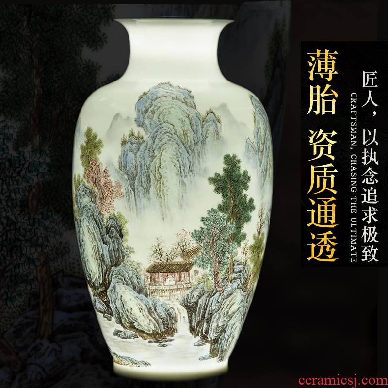 Jingdezhen ceramic vase furnishing articles of new Chinese style landscape painting of flowers and birds in the sitting room porch decoration decorative porcelain flower arranging art