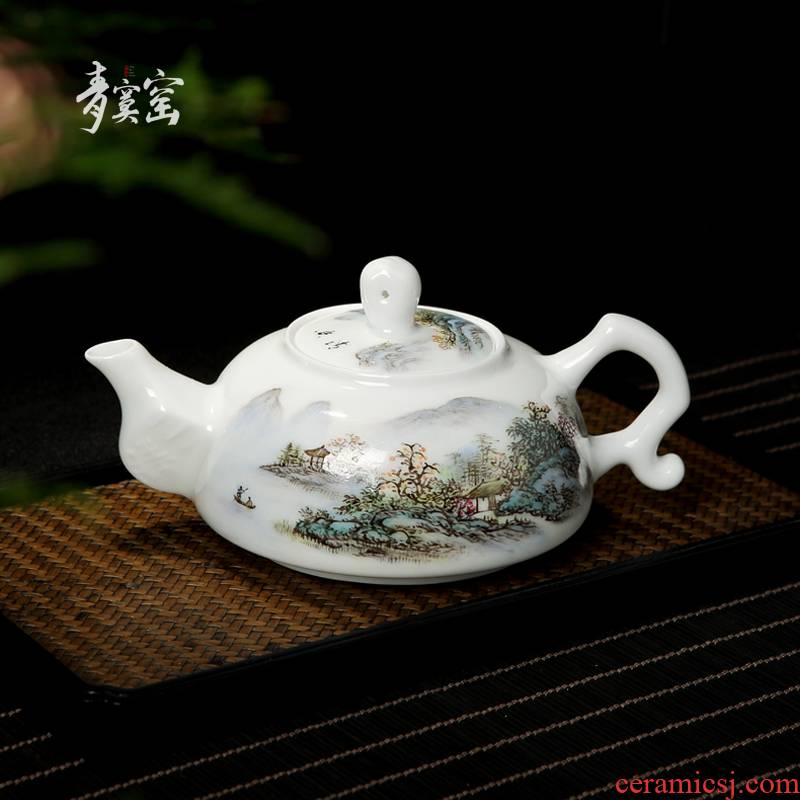 Its green up with jingdezhen ceramic tea set manually pastel hand - made single pot of domestic large teapot kung fu tea set