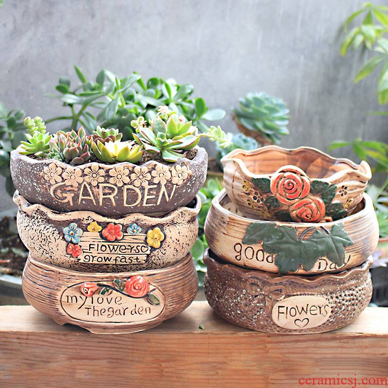 Fleshy specials Fleshy plant POTS exchanger with the ceramics flower POTS, large diameter household oversized spell basin coarse TaoQing bin restoring ancient ways