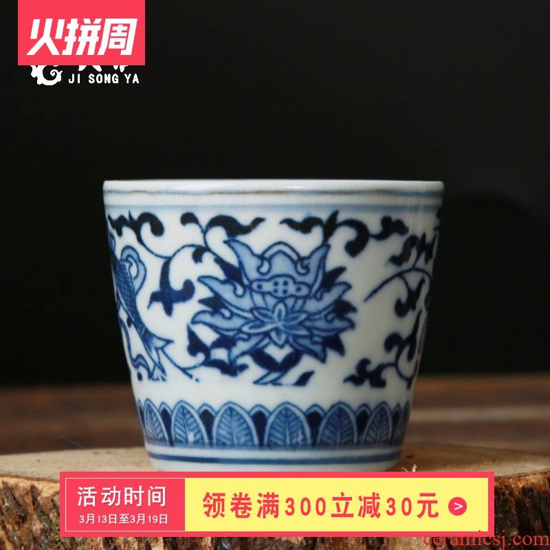 Archaize of jingdezhen blue and white porcelain kung fu tea cups of household hot insulation single cup sample tea cup master CPU