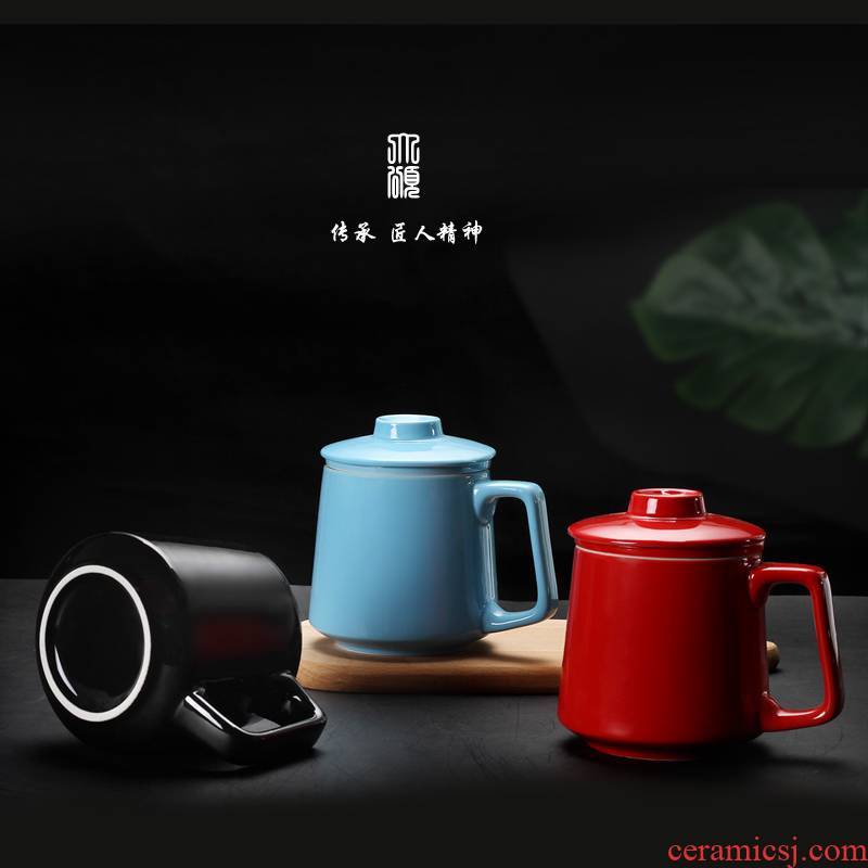 Lovers mugs high - capacity creative separation ceramic cup with cover the tea cups office kung fu tea cups